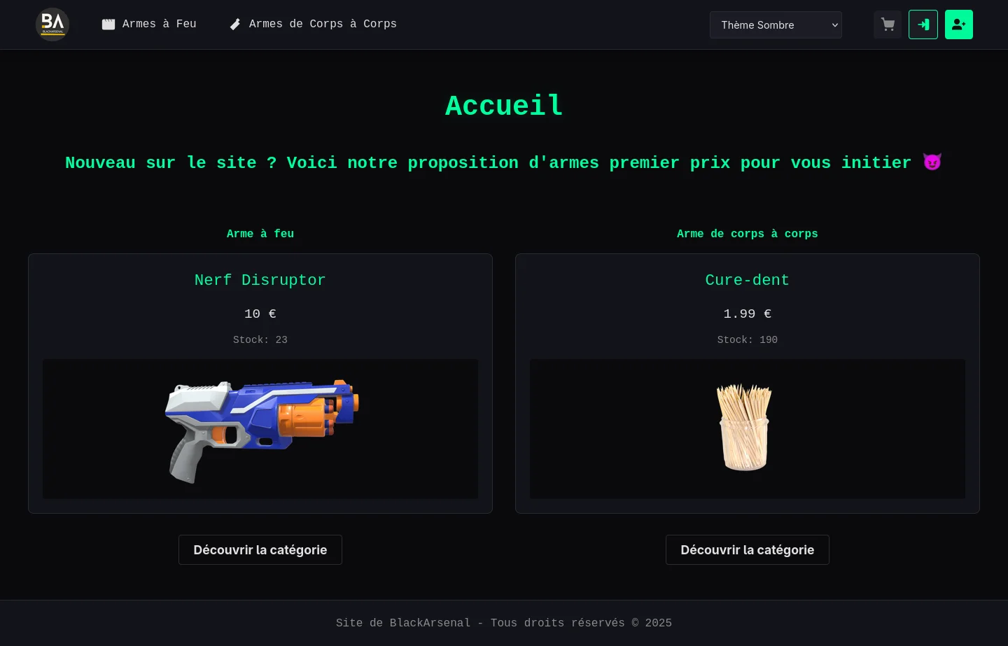 BlackArsenal - Page d'accueil